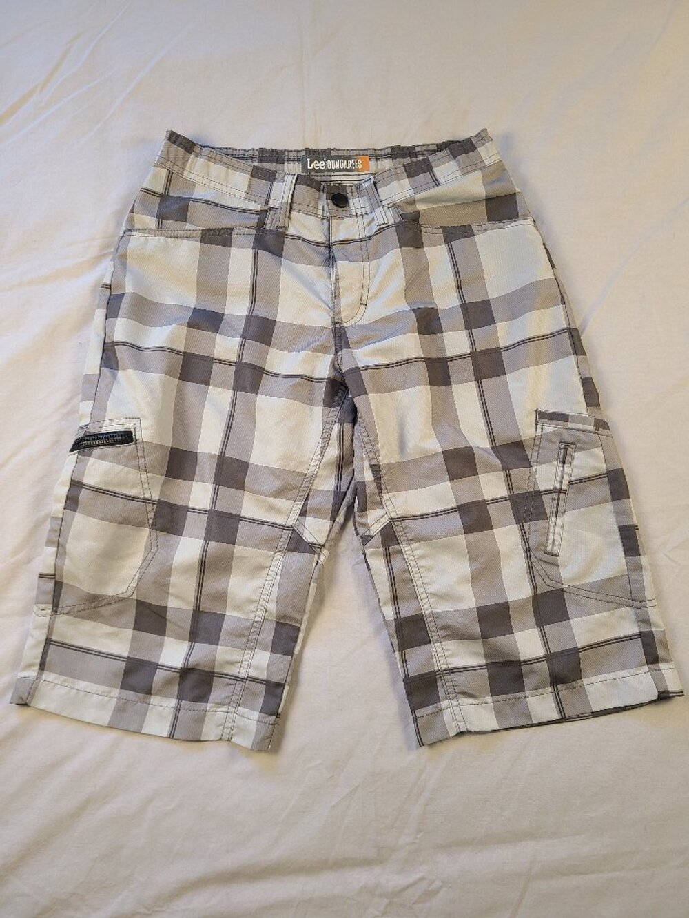 Lee Dungarees Shorts Boys 18 white & gray checker pattern